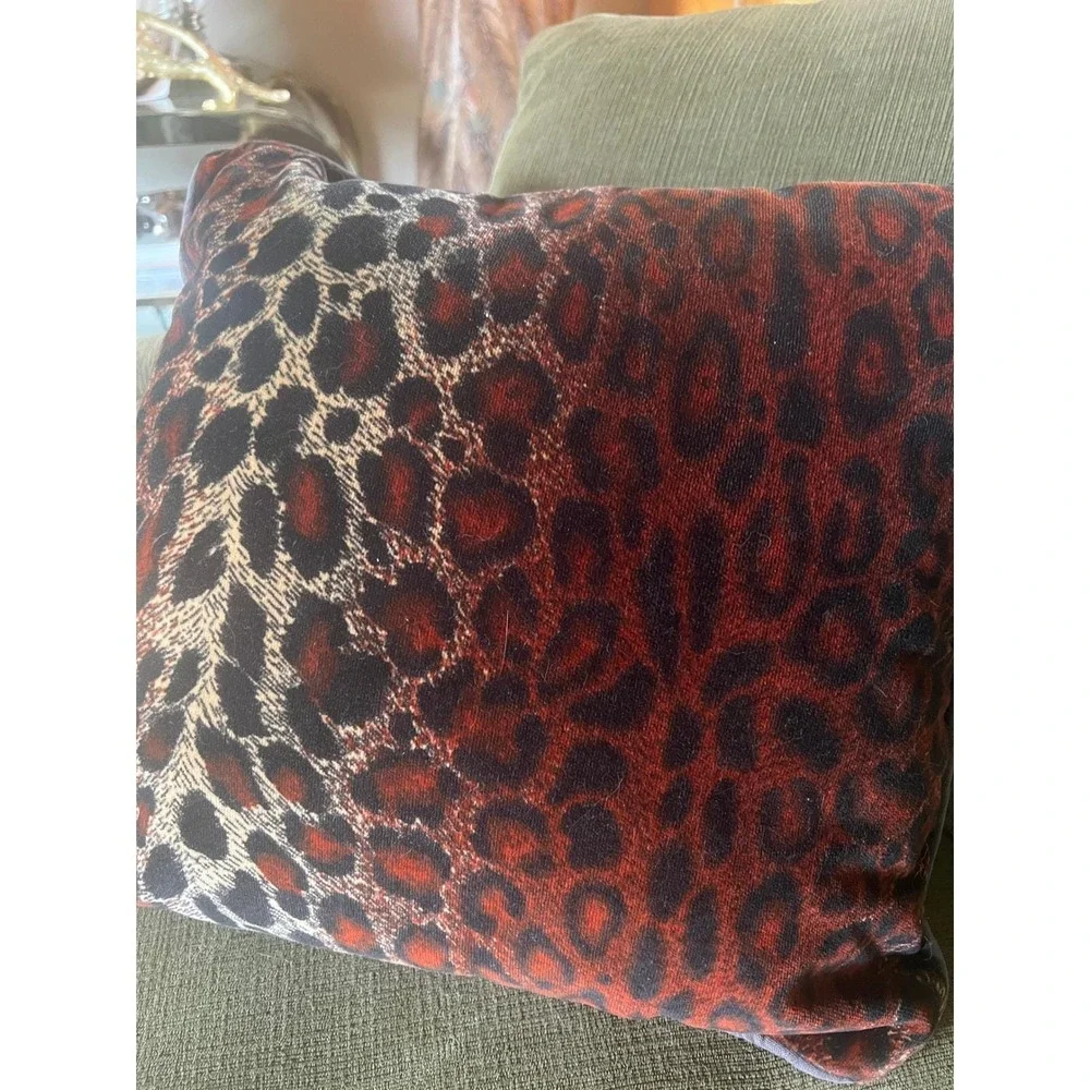 Leopard Print Whimsigoth‎ 90s Velvet Throw Pillow Animal Print Accent Plush